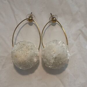 Jcrew Elegant Gold and White Hoop Earrings